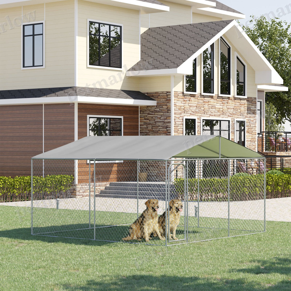 Dog Kennel Outdoor Dog Run with Canopy – view 3