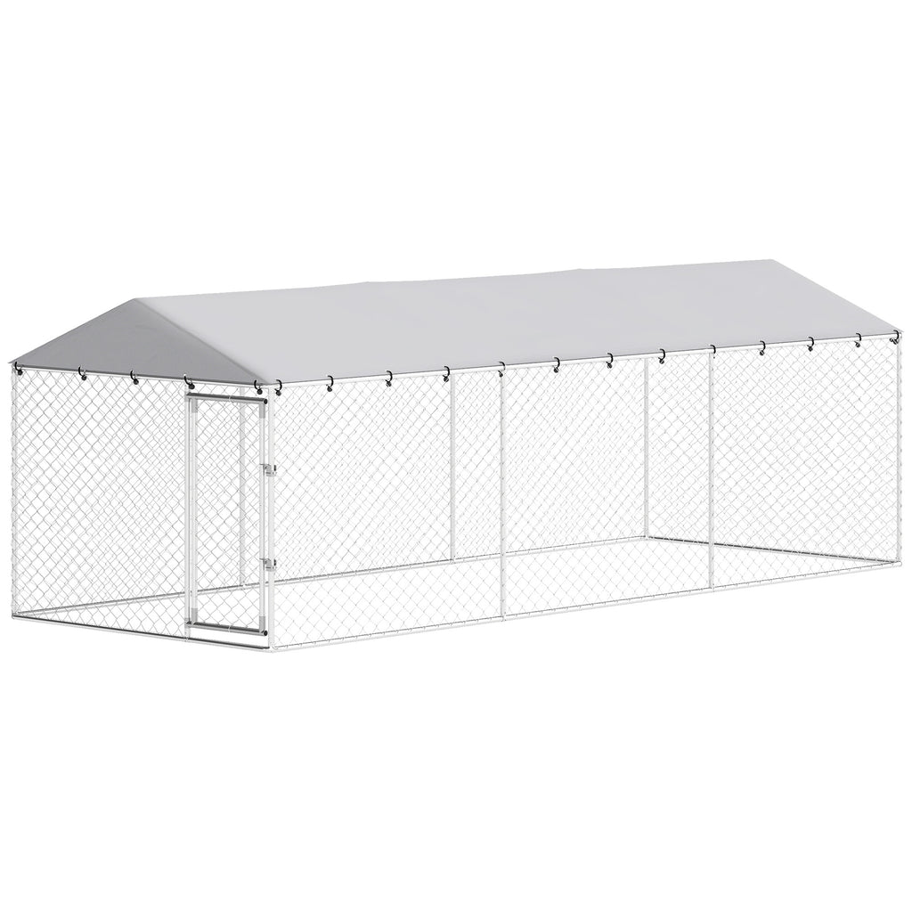 Dog Kennel Outdoor for Small to Large Dogs with Waterproof Roof – Silver / 1860x415x160 mm