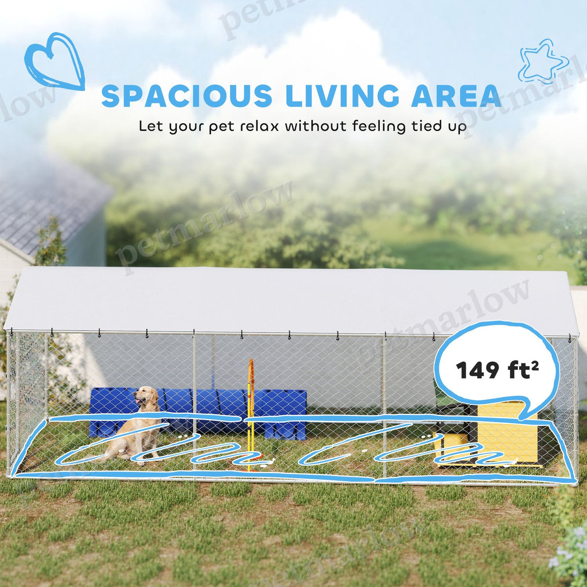 Dog Kennel Outdoor for Small to Large Dogs with Waterproof Roof – view 3