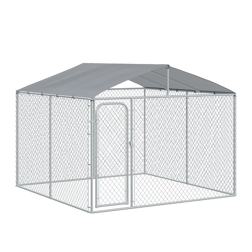 Dog Kennel Outdoor Run with Roof & Lockable Door