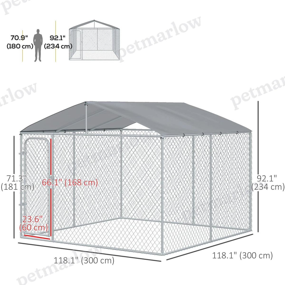 Dog Kennel Outdoor Run with Roof & Lockable Door – view 6