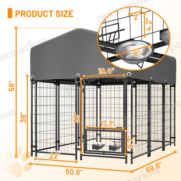 Outdoor Dog Kennel with Roof – view 5