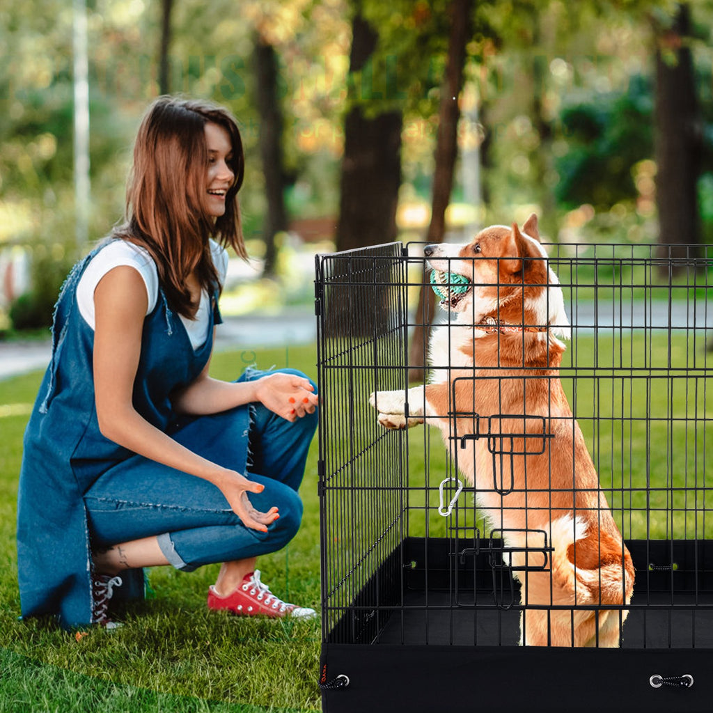 Dog Playpen 4 Panels Foldable Exercise Pen for Small Pets – Black