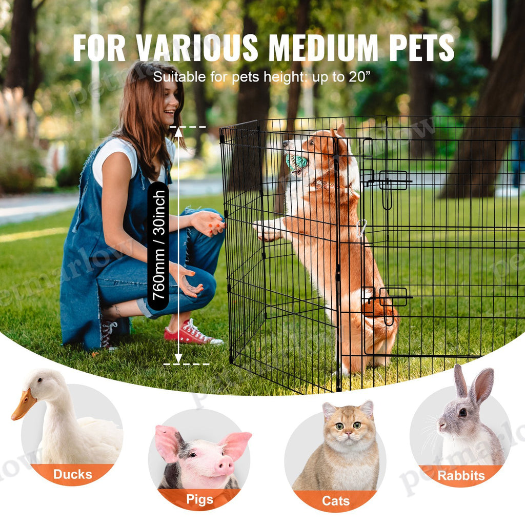 Foldable Metal Dog Playpen with Pad Cover – view 3