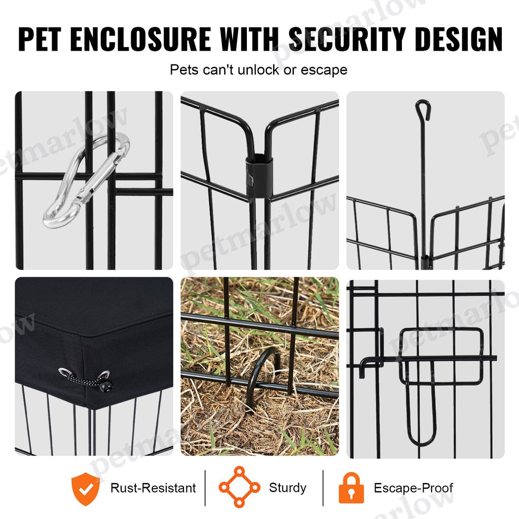Foldable Metal Dog Playpen with Pad Cover – view 5