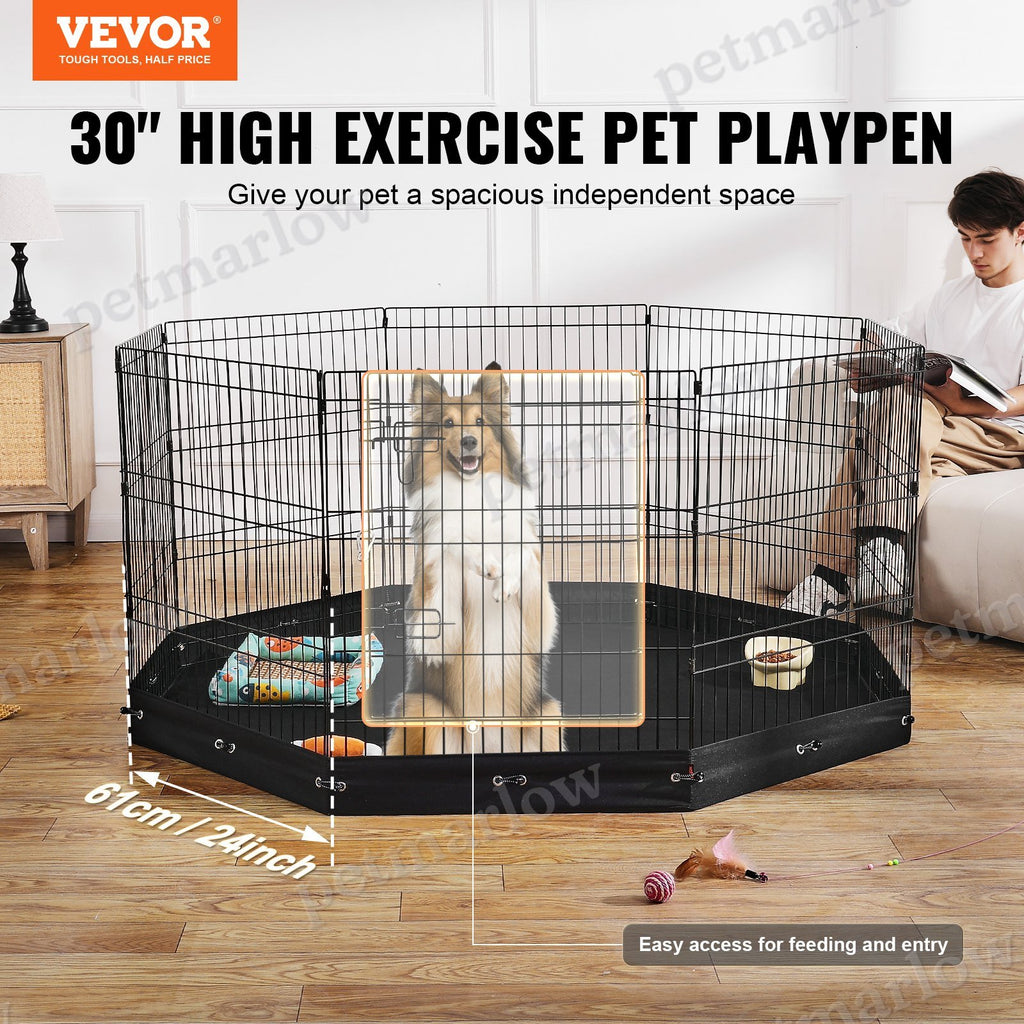 Dog Playpen 8 Panels Foldable Metal Exercise Pen for Medium Pets – view 4