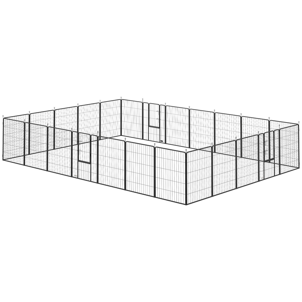 Dog Playpen for Indoor and Outdoor Use with Lockable Doors – Black / 1050x850x210 mm