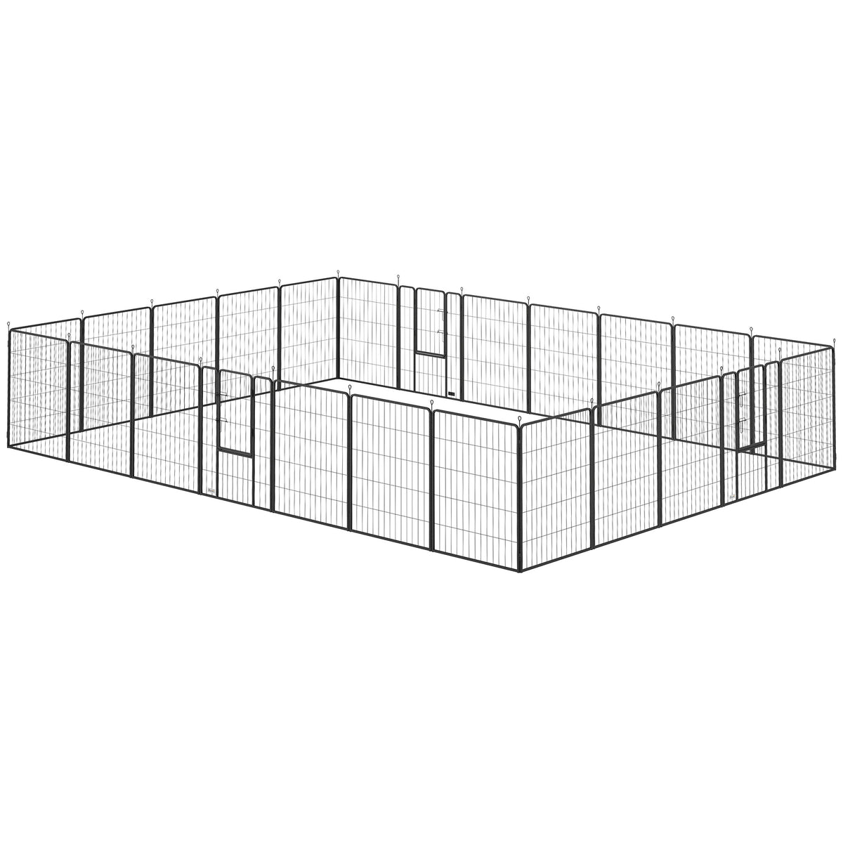 Dog Playpen for Indoor and Outdoor Use with Lockable Doors – Black / 1050x850x210 mm