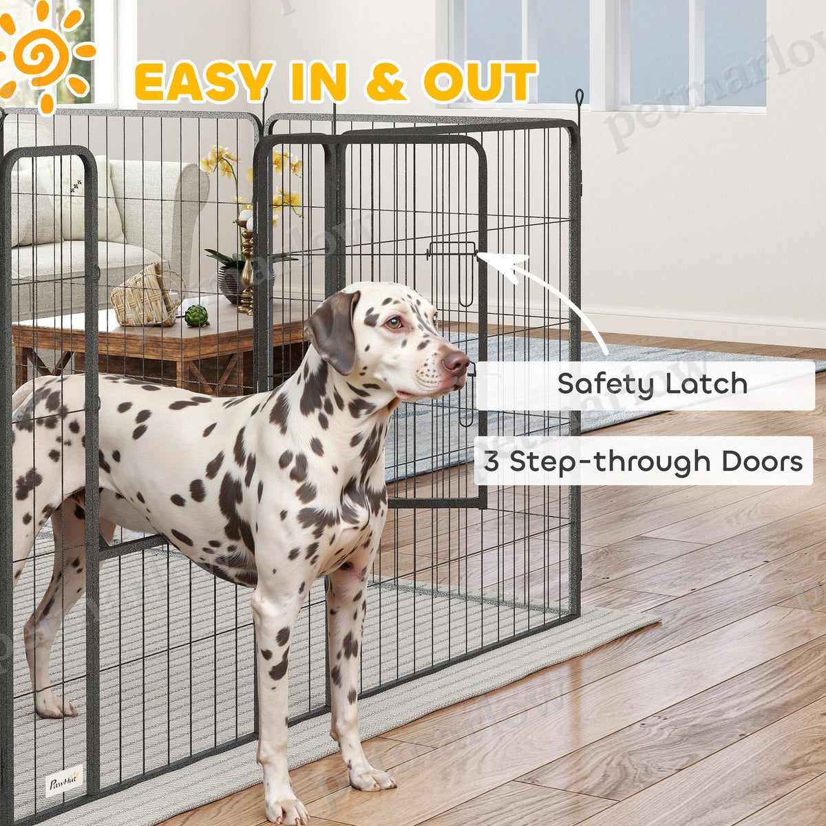 Dog Playpen for Indoor and Outdoor Use with Lockable Doors – view 4