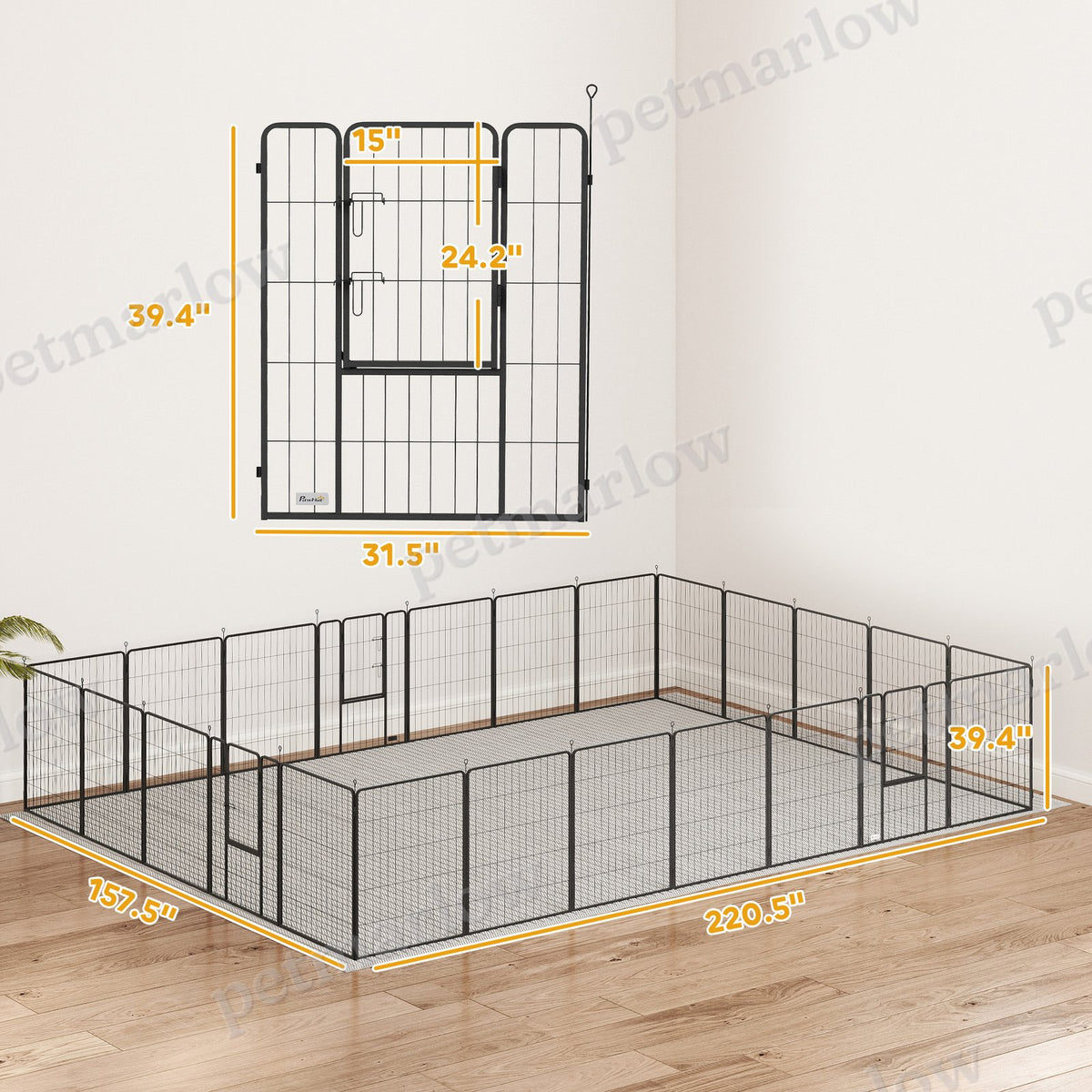 Dog Playpen for Indoor and Outdoor Use with Lockable Doors – view 5