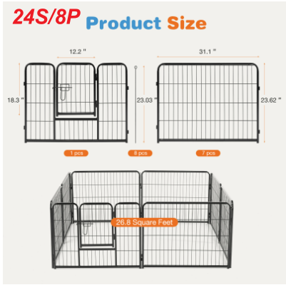 Metal Dog Playpen with Door for Secure Space – 24S 8P