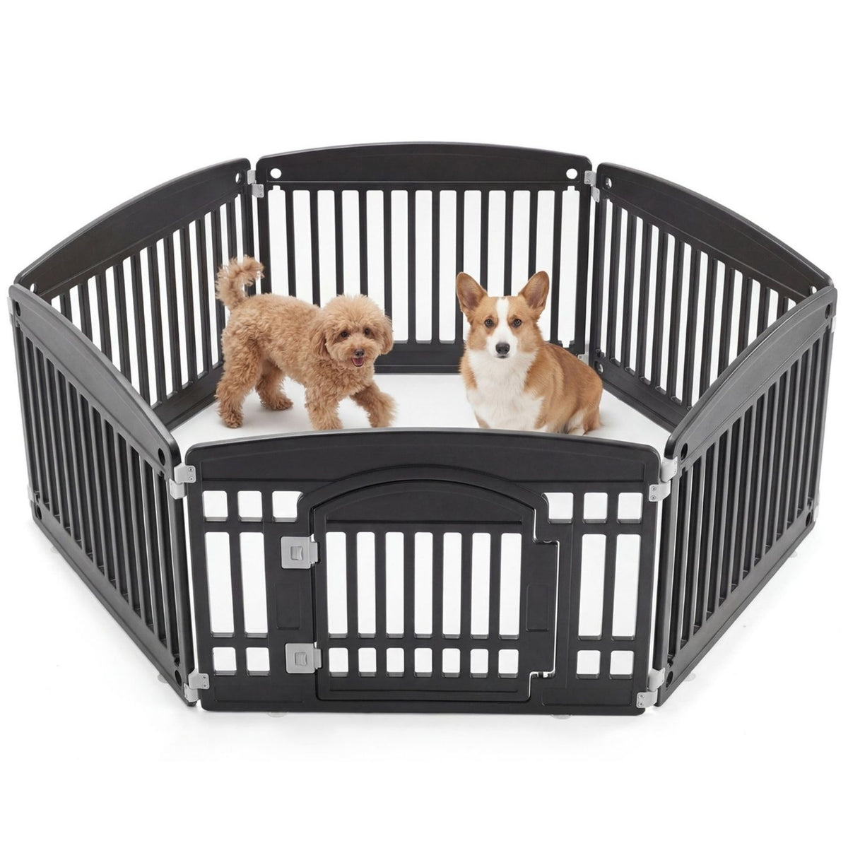 Dog Playpen - Safe Secure Indoor-Outdoor Pet Fence – black