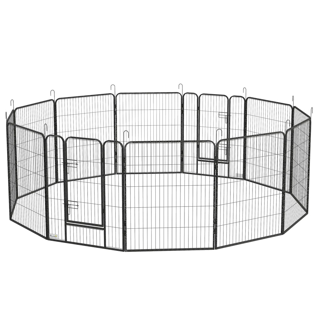 Dog Playpen with Gate, 12 Panels for Indoor and Outdoor Use