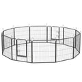Dog Playpen with Gate, 12 Panels for Indoor and Outdoor Use – Grey