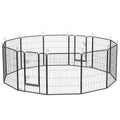 Dog Playpen with Gate, 12 Panels for Indoor and Outdoor Use – Grey