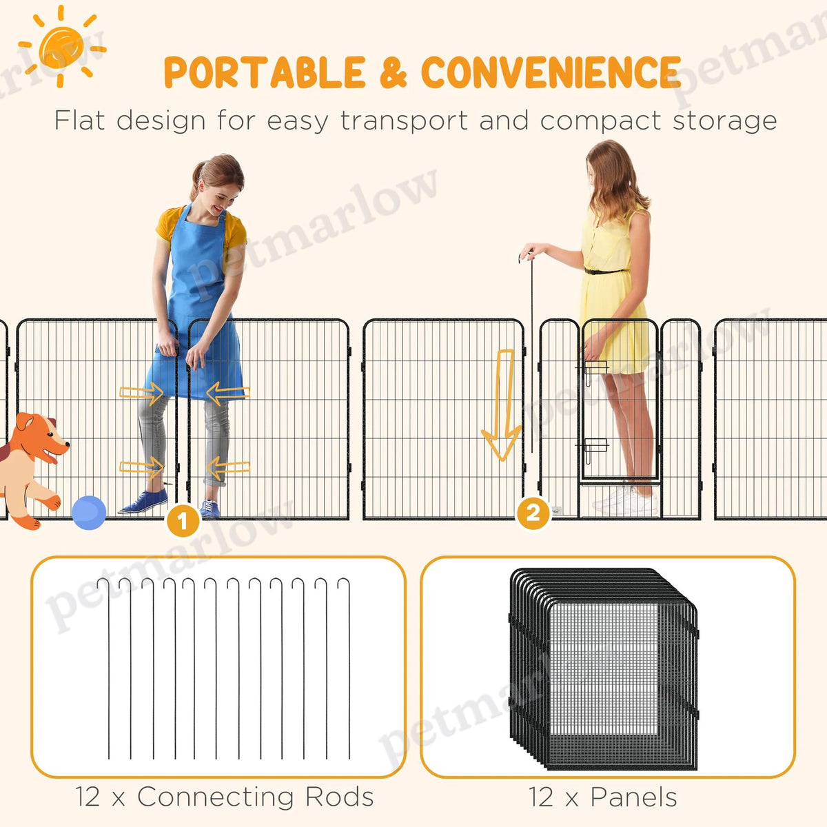 Dog Playpen with Gate, 12 Panels for Indoor and Outdoor Use – view 5