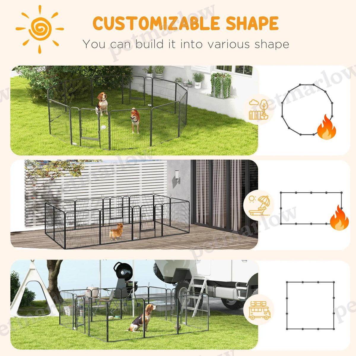 Dog Playpen with Gate, 12 Panels for Indoor and Outdoor Use – view 6