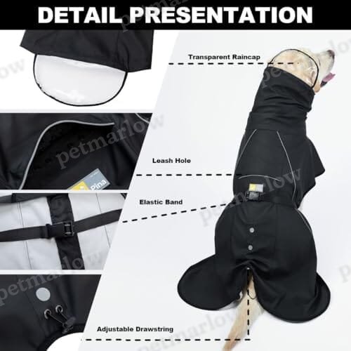 Dog Poncho with Reflective Strap and Transparent Hat Brim (Medium) – view 6