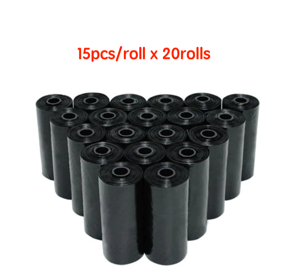 Dog Poop Cleaning Bag Storage Box for Easy Disposal – Black / 20 Rolls