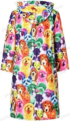 Dog Print Girls Bathrobes Kids Hooded Robes – view 3