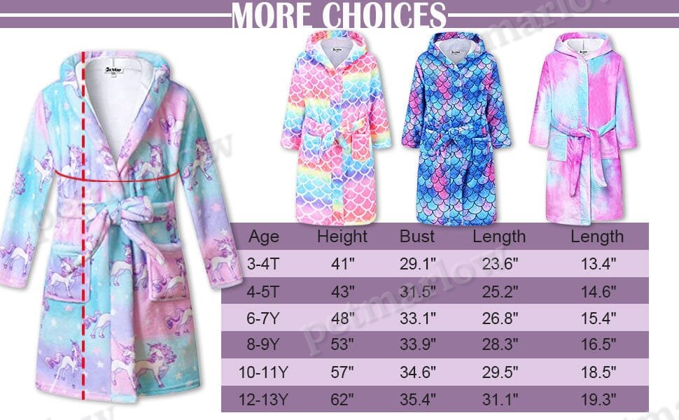 Dog Print Girls Bathrobes Kids Hooded Robes – view 6