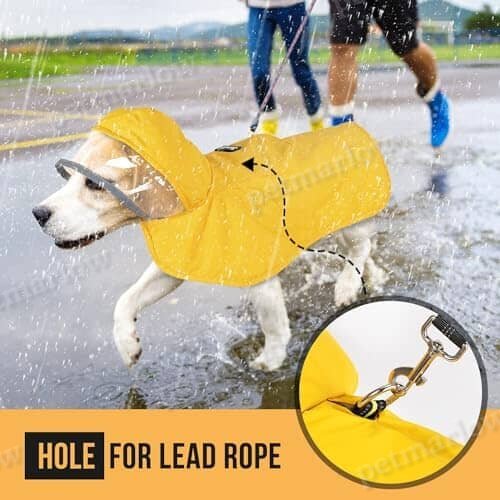 Dog Rain Coat Poncho with Reflective Storage Pocket & Rim (Yellow, M) – view 2