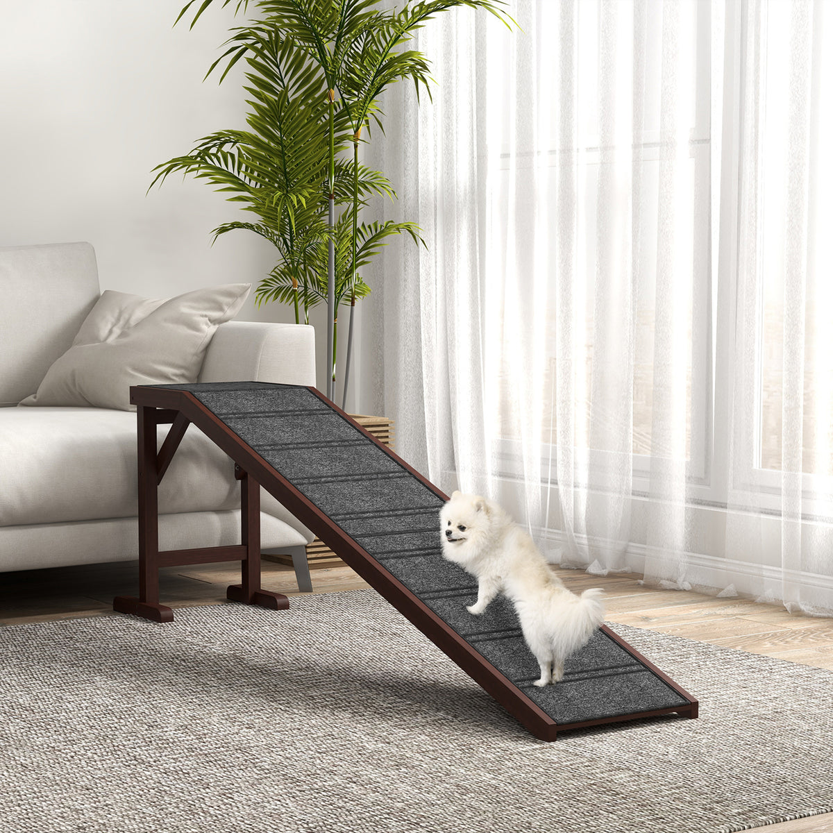 Dog Ramp for Bed with Non-Slip Carpet and Platform