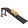 Dog Ramp for Bed with Non-Slip Carpet and Platform – Brown / 880x520x185 mm