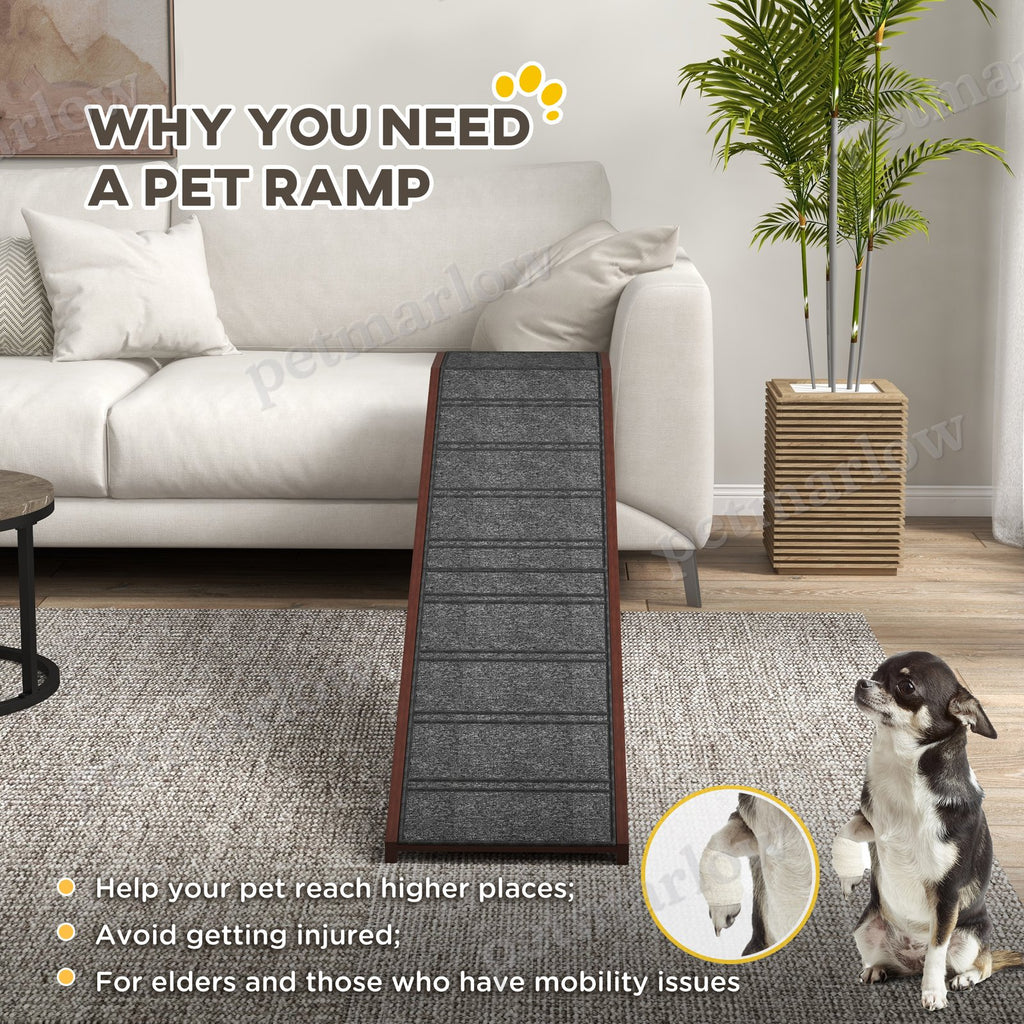Dog Ramp for Bed with Non-Slip Carpet and Platform – view 3