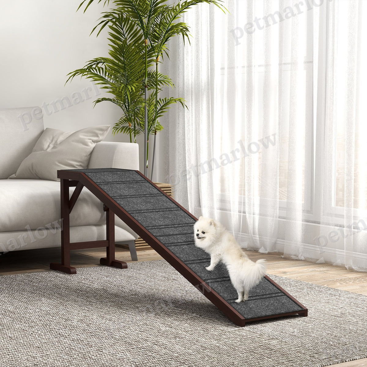 Dog Ramp for Bed with Non-Slip Carpet and Platform – view 5