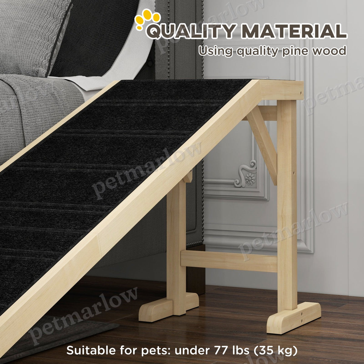 Dog Ramp for Bed with Non-Slip Carpet and Top Platform – view 6