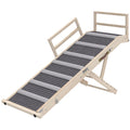 Dog Ramp with Adjustable Height for Easy Access – Natural wood finish / 690x470x140 mm