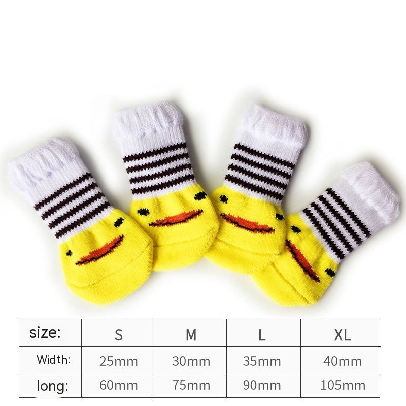 Dog Socks Booties Cat Shoes Anti-scratch – Small Yellow Duck / S