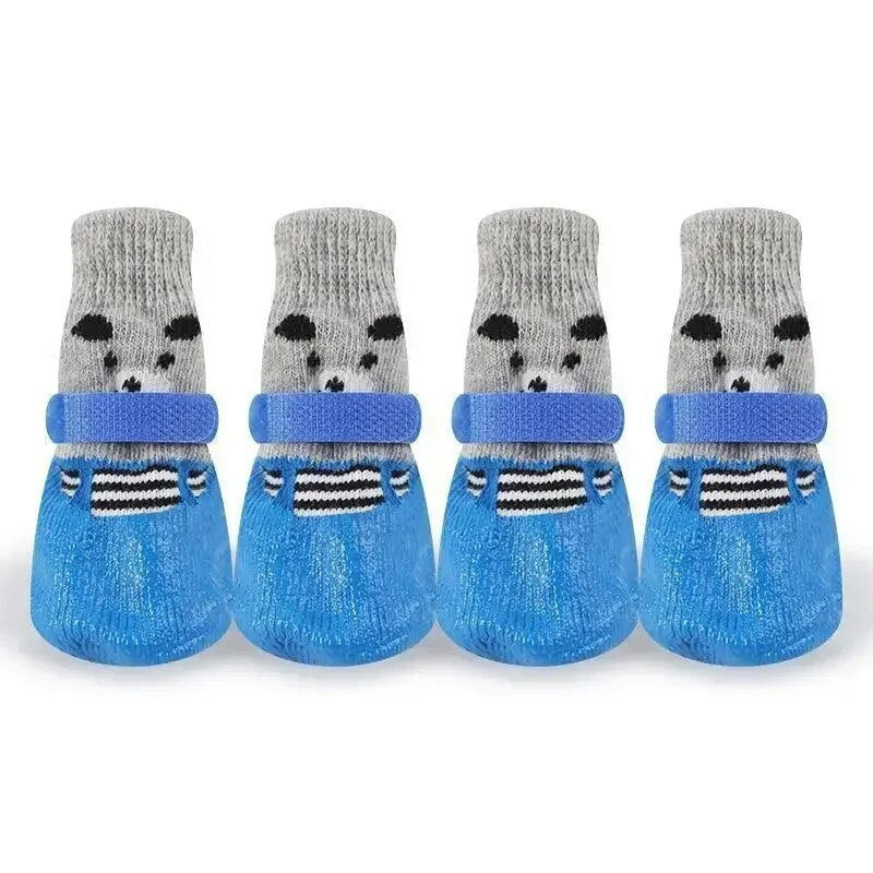 Dog Socks Waterproof Cat Shoes Scratch-proof Foot Covers – Blue / For 1.5-2.5kg Pets