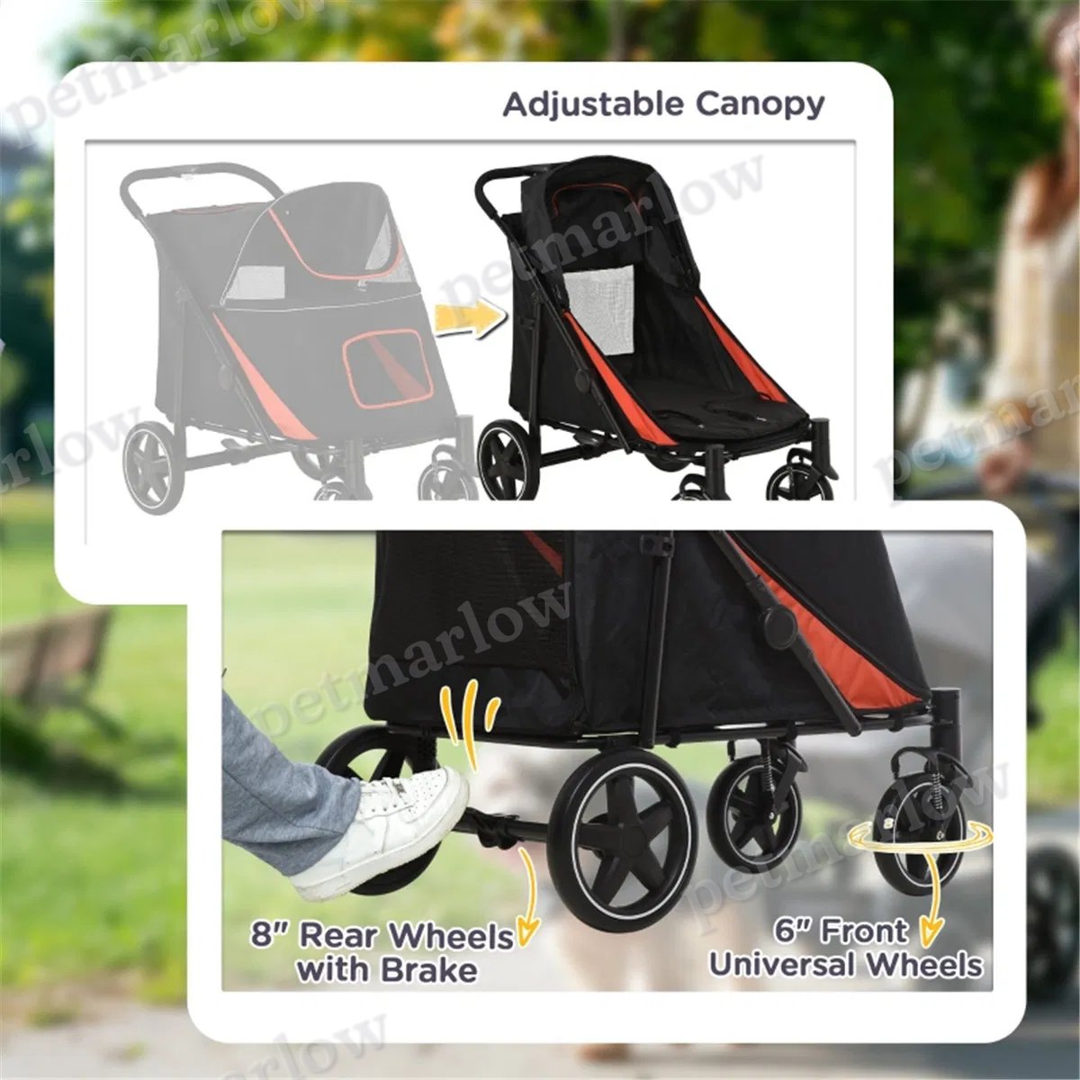 Dog Stroller for Medium and Large Pets with Safety Leashes