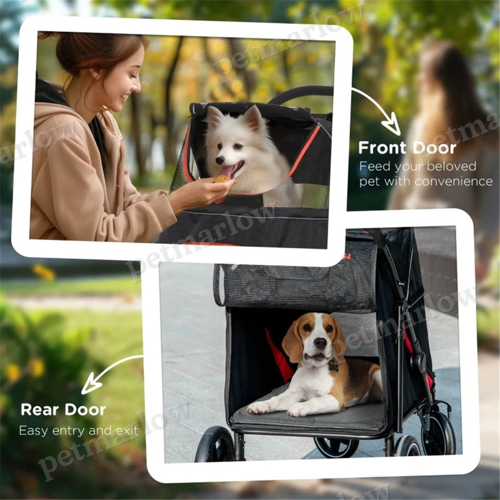 Dog Stroller for Medium and Large Pets with Safety Leashes – view 5