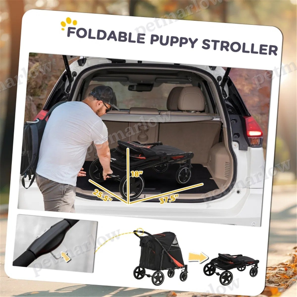 Dog Stroller for Medium and Large Pets with Safety Leashes