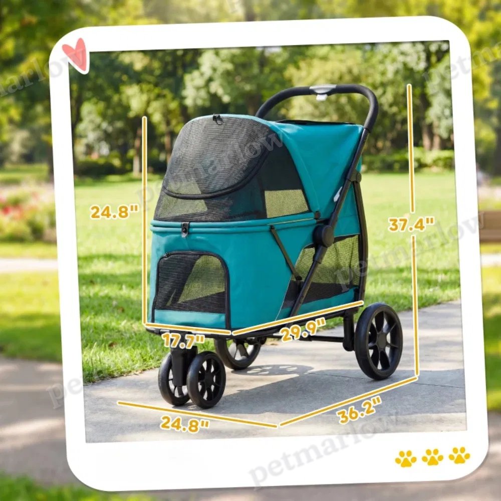 Dog Stroller for Medium Dogs with Panoramic Windows