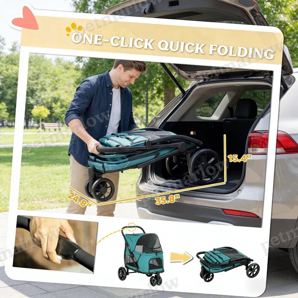 Dog Stroller for Medium Dogs with Panoramic Windows – view 5