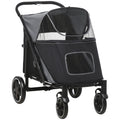 Dog Stroller for Pets Up to 66 lbs with One-Click Fold – Gray / 865x585x220 mm