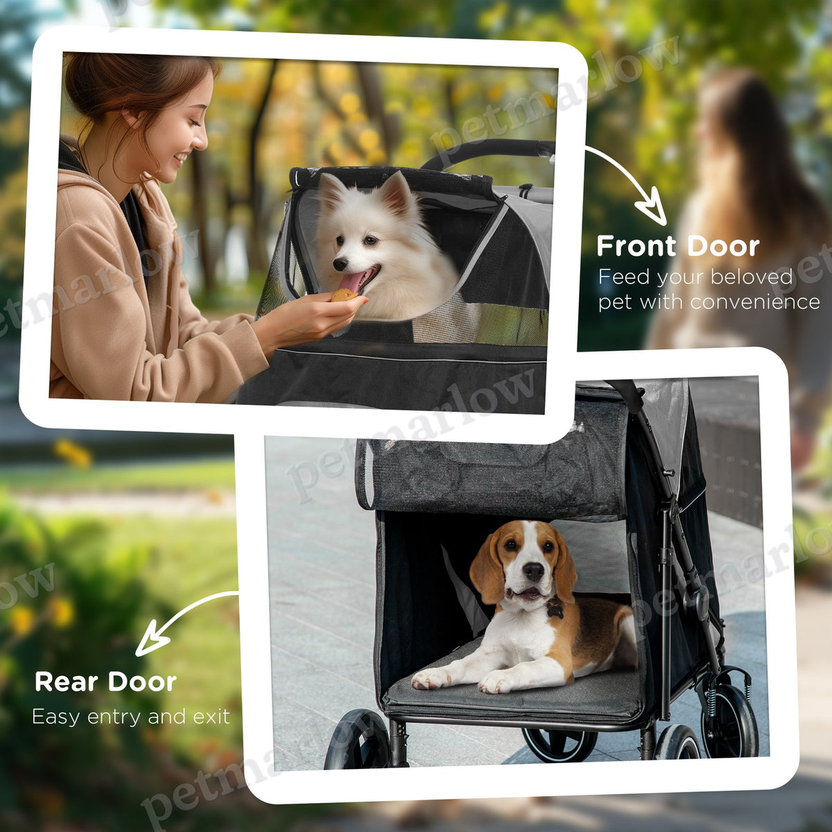 Dog Stroller for Pets Up to 66 lbs with One-Click Fold