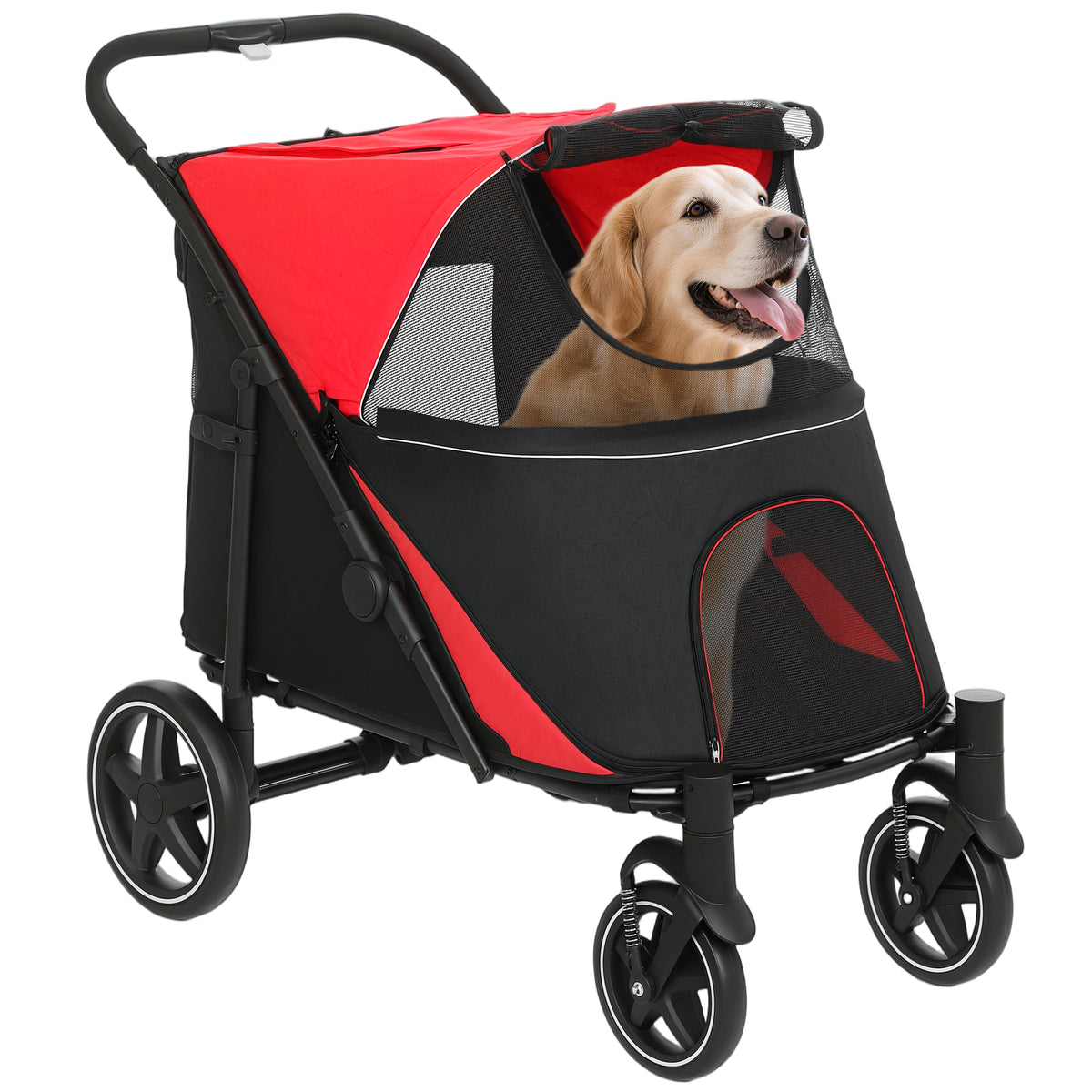 Dog Stroller for Pets Up to 66 lbs with One-Click Foldability