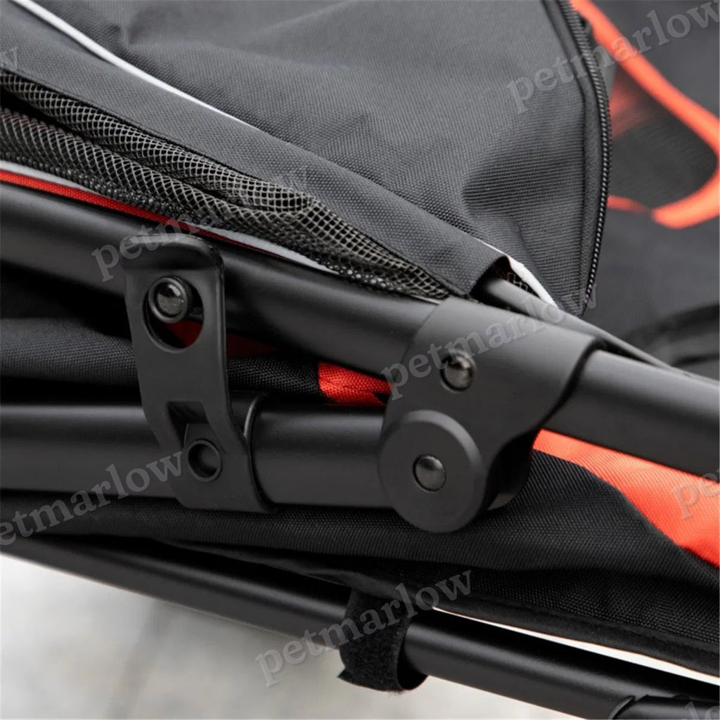 Dog Stroller with Safety Leashes and Storage Pockets