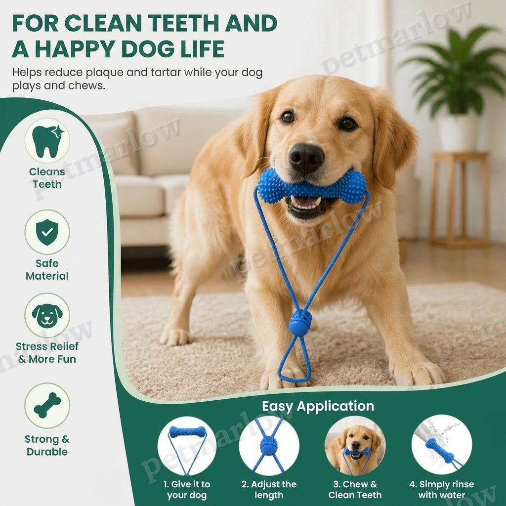 Dog Toothbrush Chew Toy with Adjustable Strap for Easy Dental Care – view 2