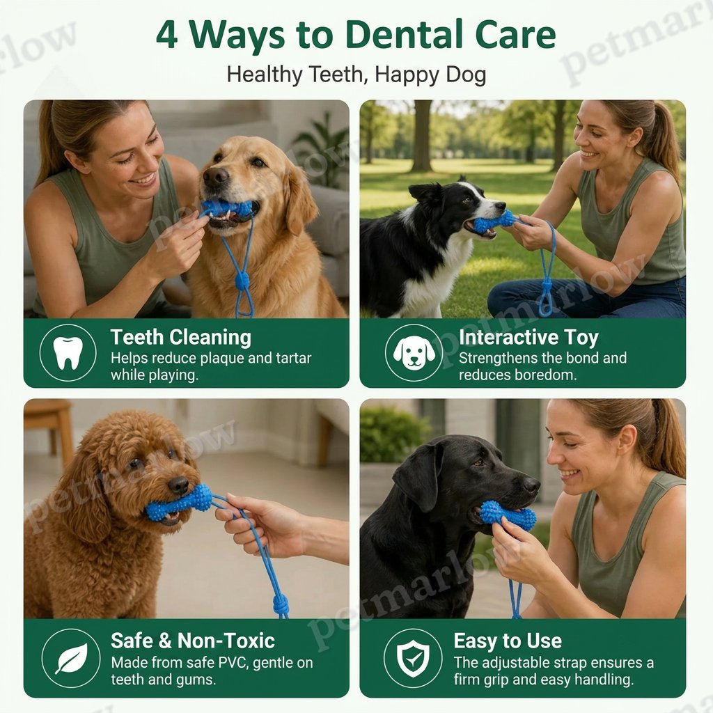 Dog Toothbrush Chew Toy with Adjustable Strap for Easy Dental Care – view 3