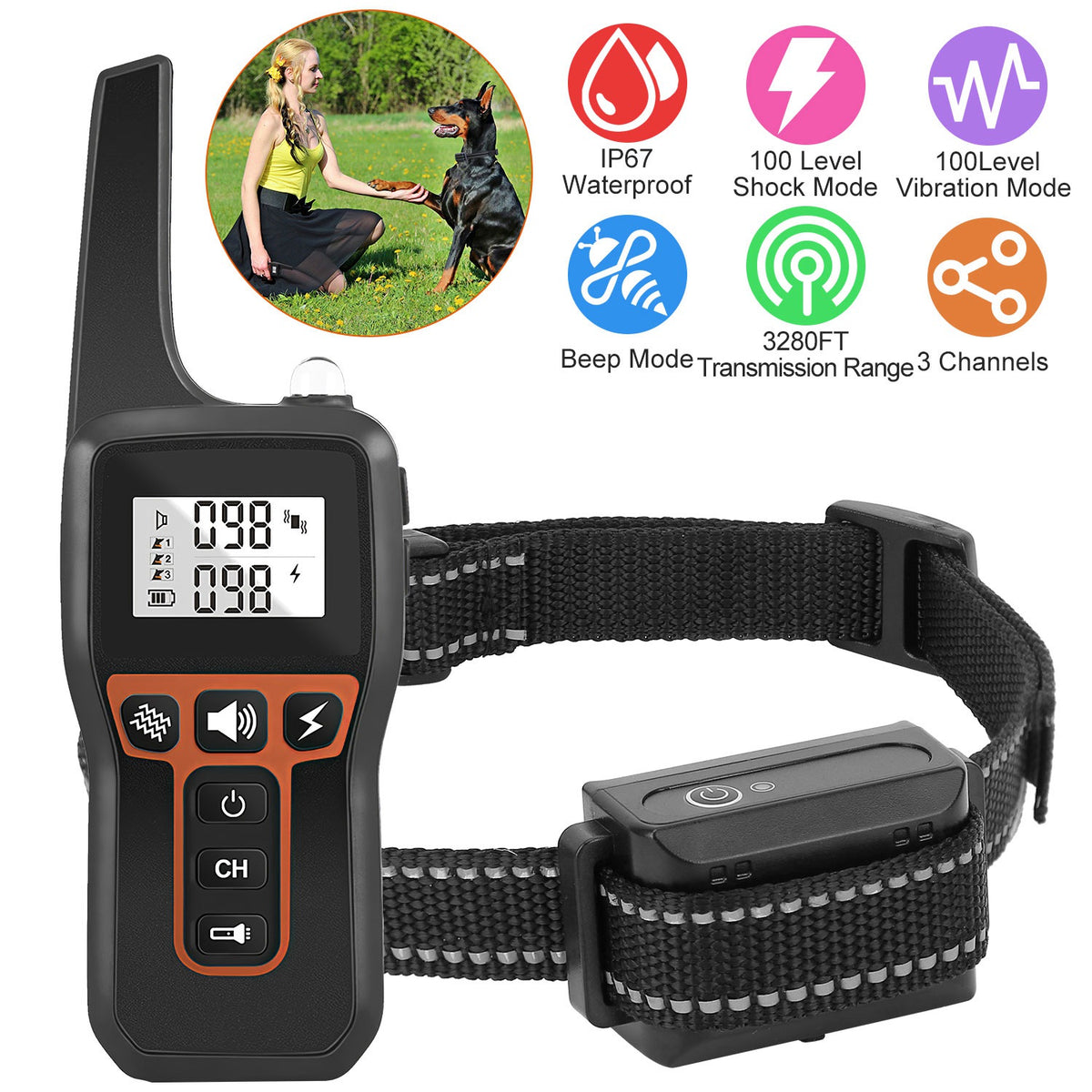 Dog Training Collar with Beep, Vibration, and Shock Modes