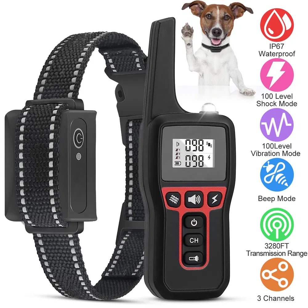 Dog Training Collar with Beep, Vibration, and Shock Modes – Black