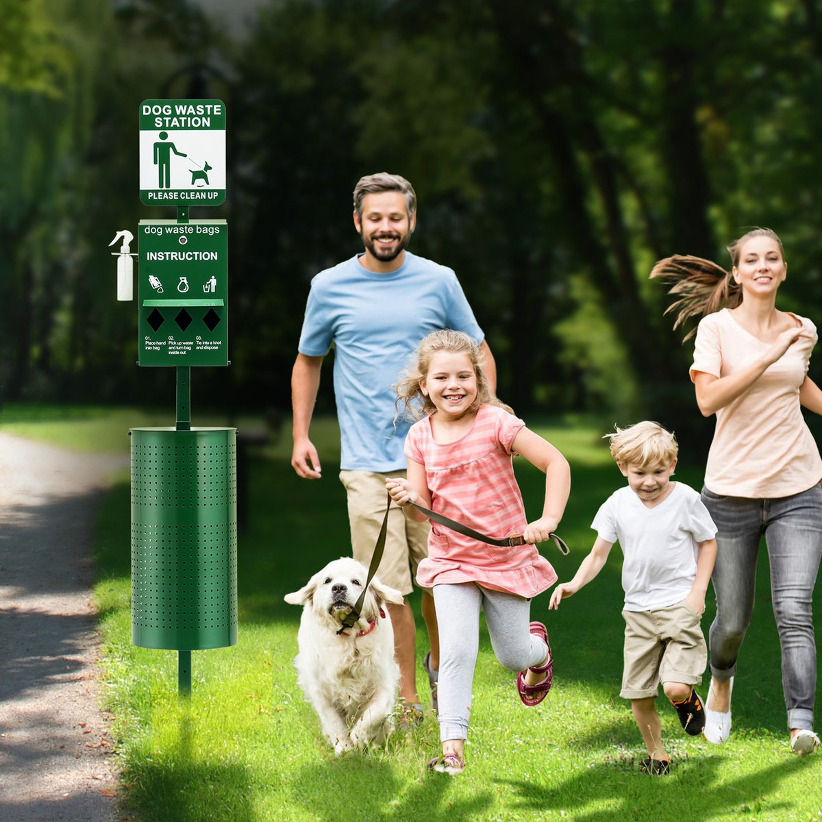 Dog Waste Station With 600 Dog Poop Bags – Green