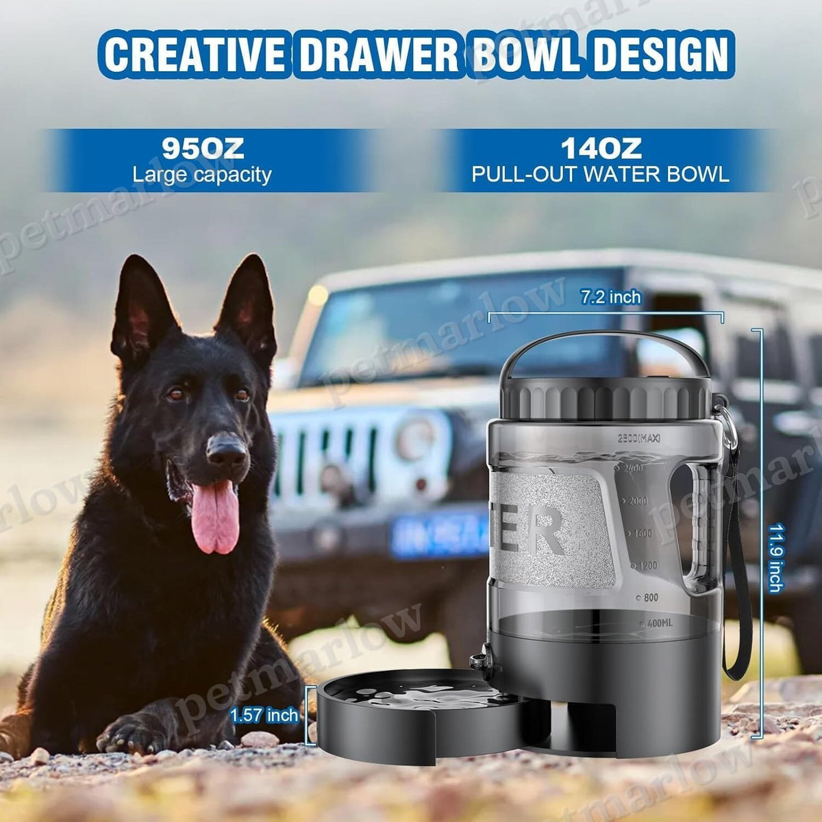Dog Water Bottle Travel Bowl - 95oz – view 6
