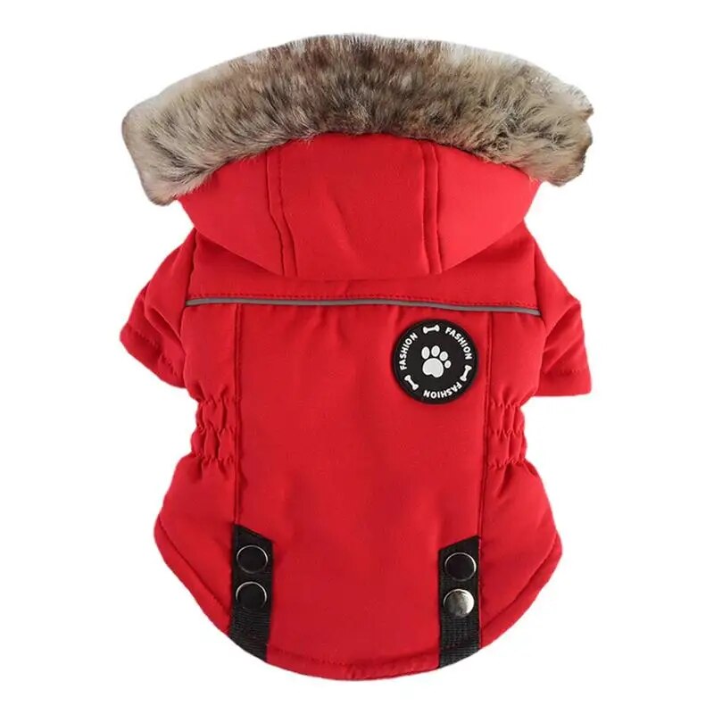 Dog Winter Coat Windproof Warm Thick Dog Jacket With Hood – Red / S